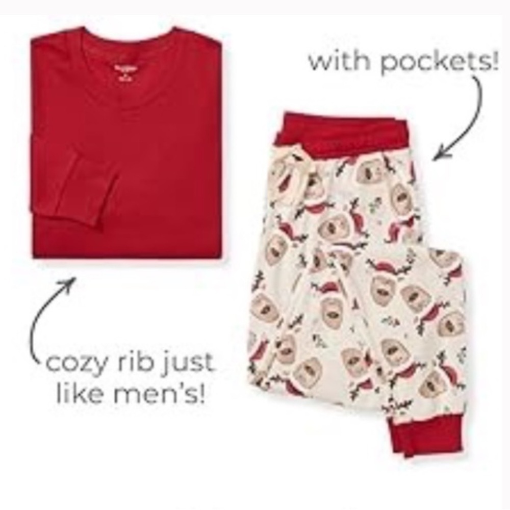 Burts Bees Baby Holiday Family Jammie’s Adult Large -‎ NIP